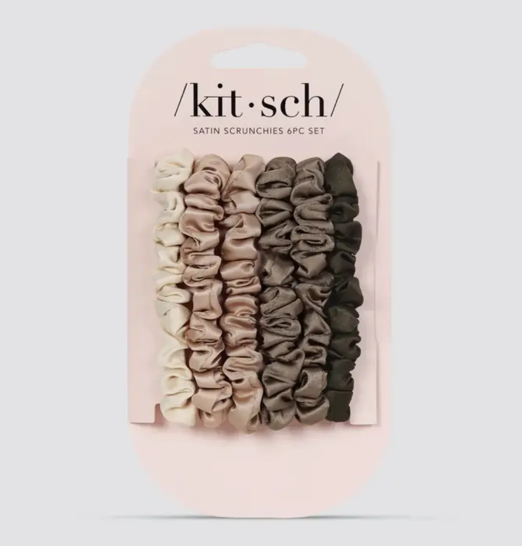 6pc Satin Scrunchies - Eucalyptus