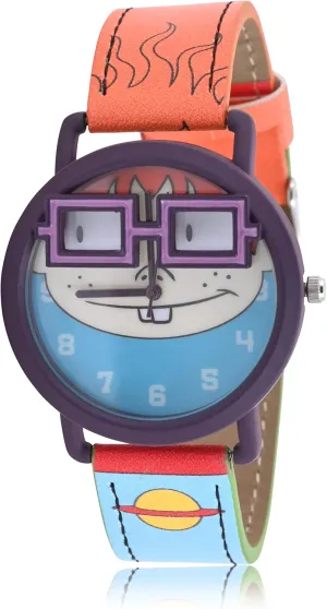 Accutime Nickelodeon Rugrats Adult Women's Analog Watch - Faux Leather, Glass Dial Face, Mattle Case, Female, Analog Wrist Watch in Multi (Model: NIC5025AZ)