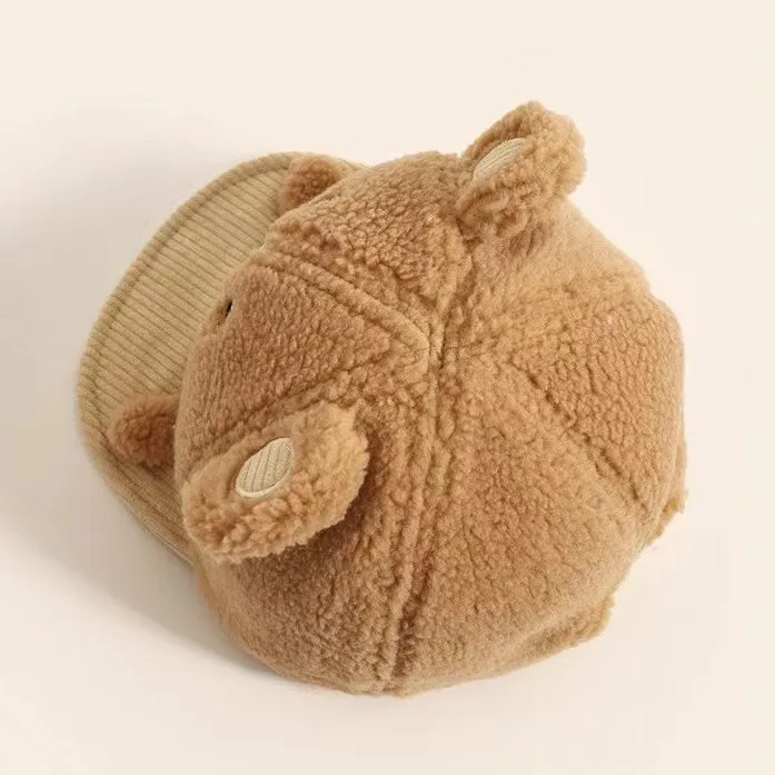 Cartoon Bear Soft Brim Plush Baseball Cap
