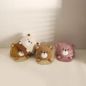 Cartoon Bear Soft Brim Plush Baseball Cap