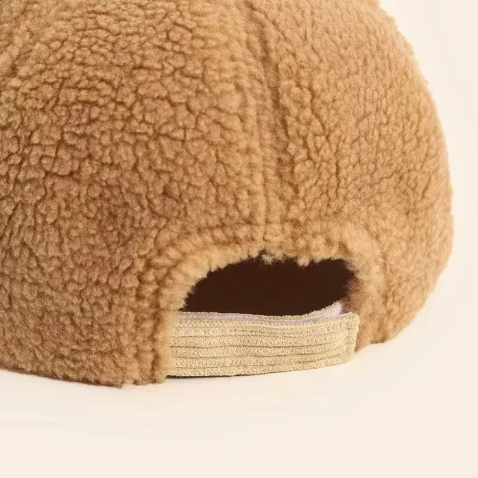 Cartoon Bear Soft Brim Plush Baseball Cap