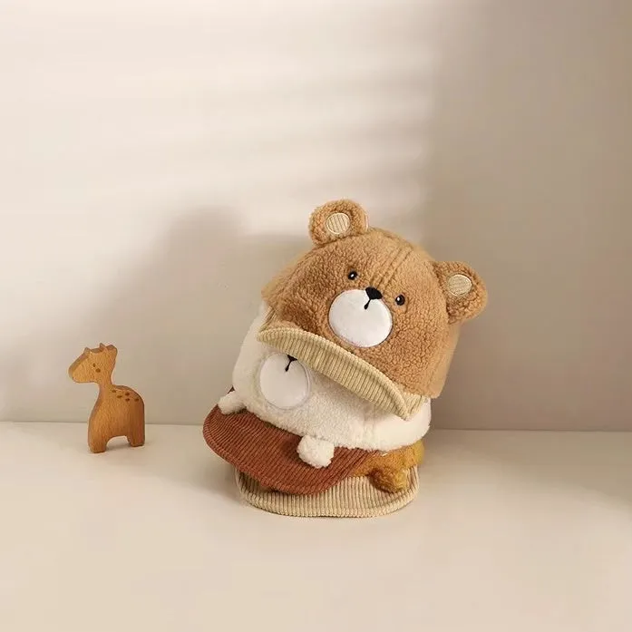 Cartoon Bear Soft Brim Plush Baseball Cap