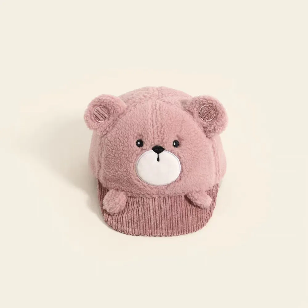 Cartoon Bear Soft Brim Plush Baseball Cap