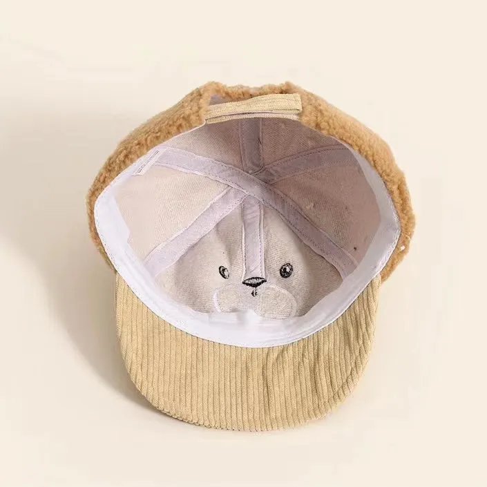 Cartoon Bear Soft Brim Plush Baseball Cap