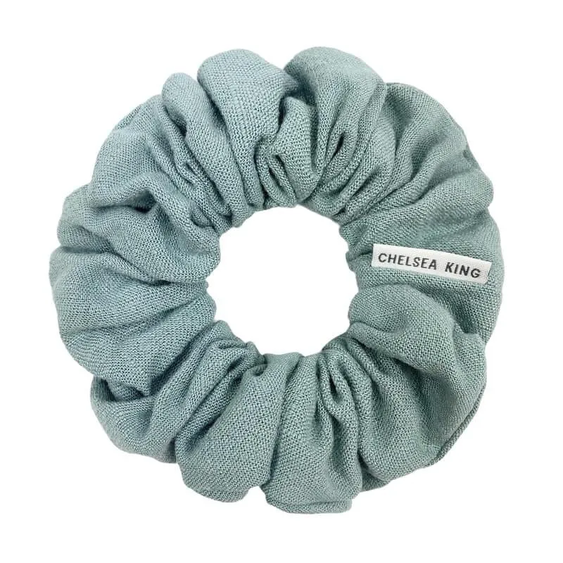 Chelsea King Natural Linen Scrunchie - Sea Glass