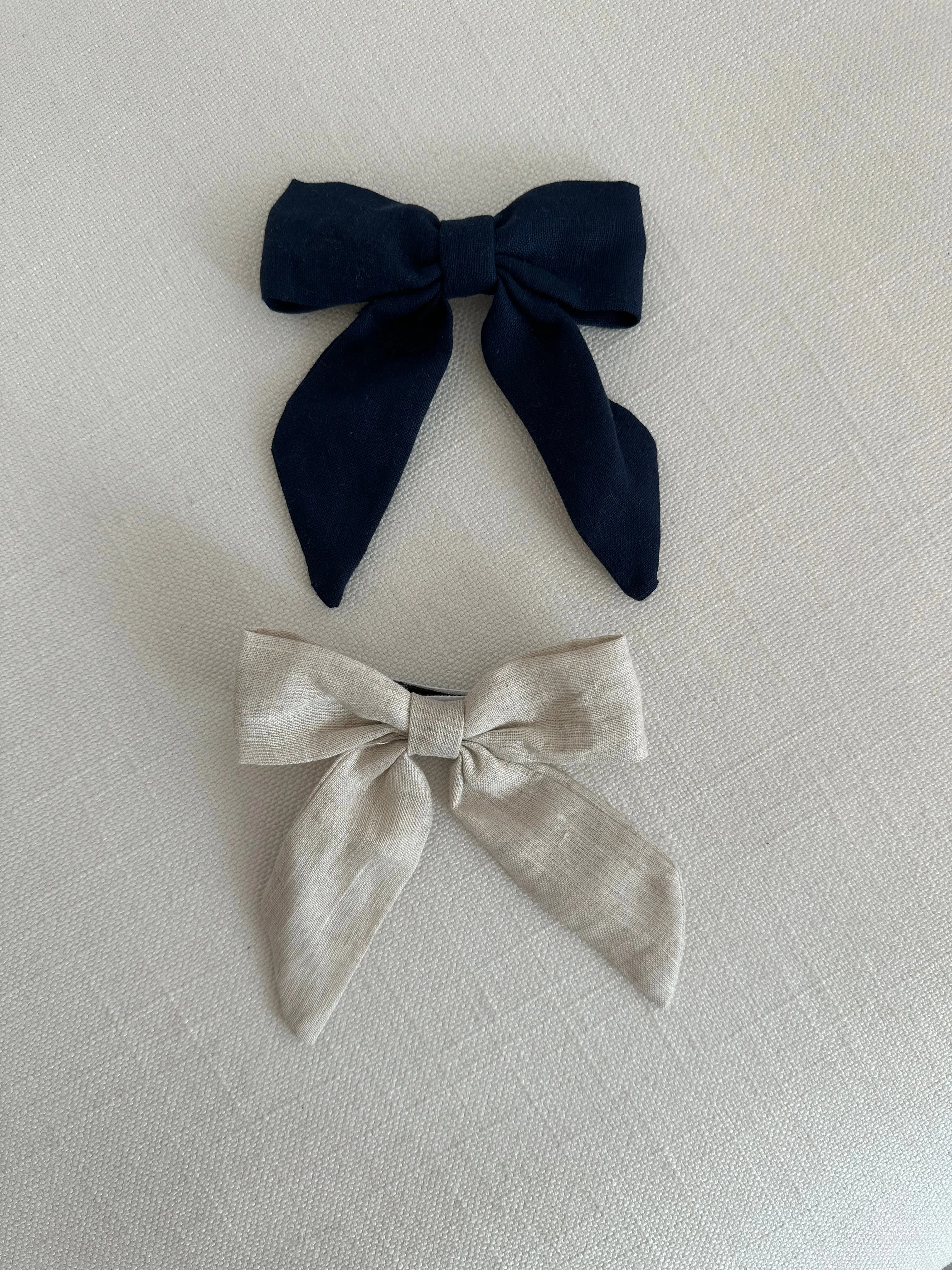 Girls Linen Bow Hair Clip - Large