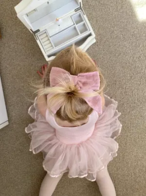 Girls Linen Bow Hair Clip - Large