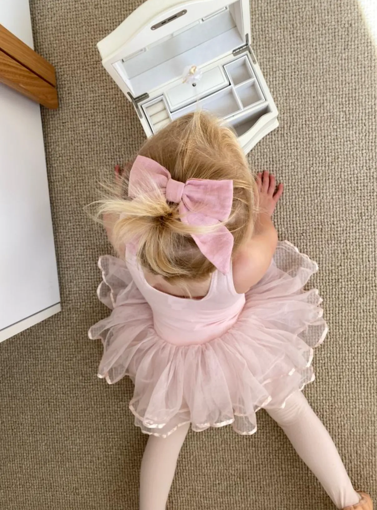 Girls Linen Bow Hair Clip - Large