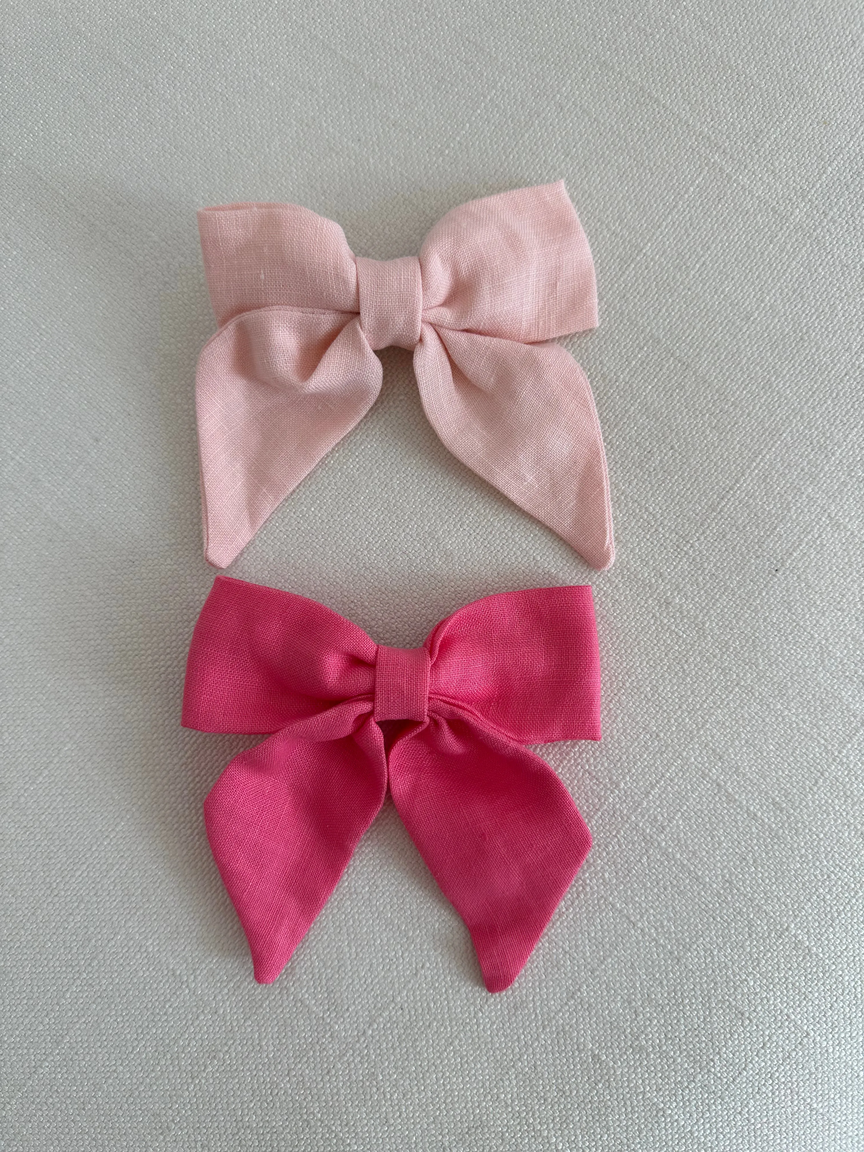 Girls Linen Bow Hair Clip - Large