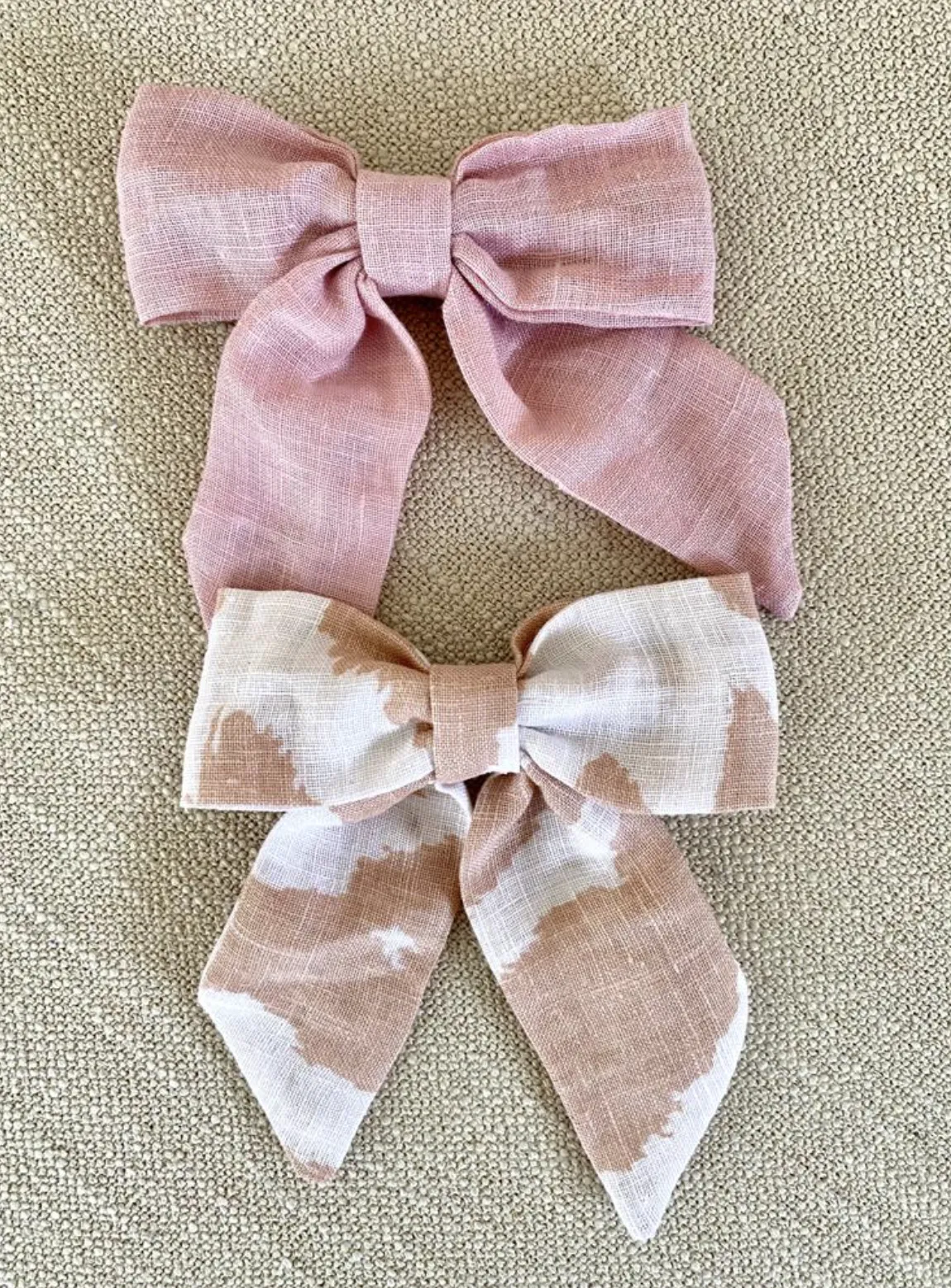 Girls Linen Bow Hair Clip - Large