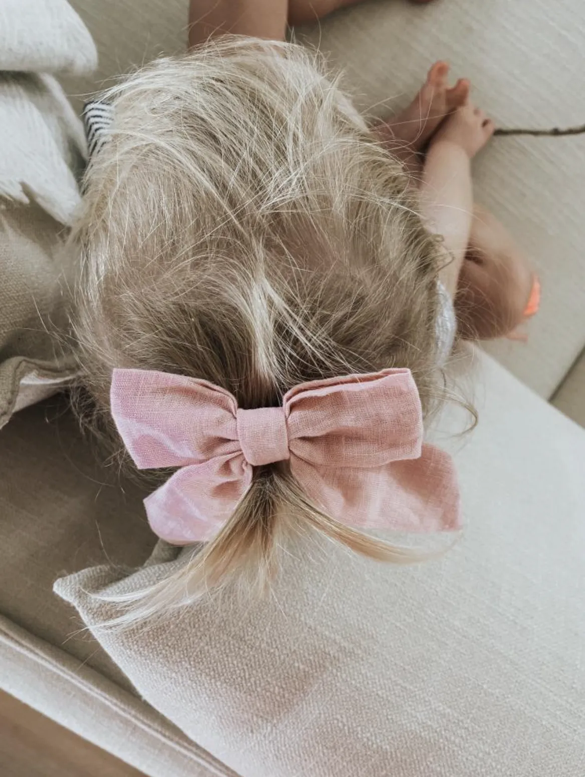Girls Linen Bow Hair Clip - Large