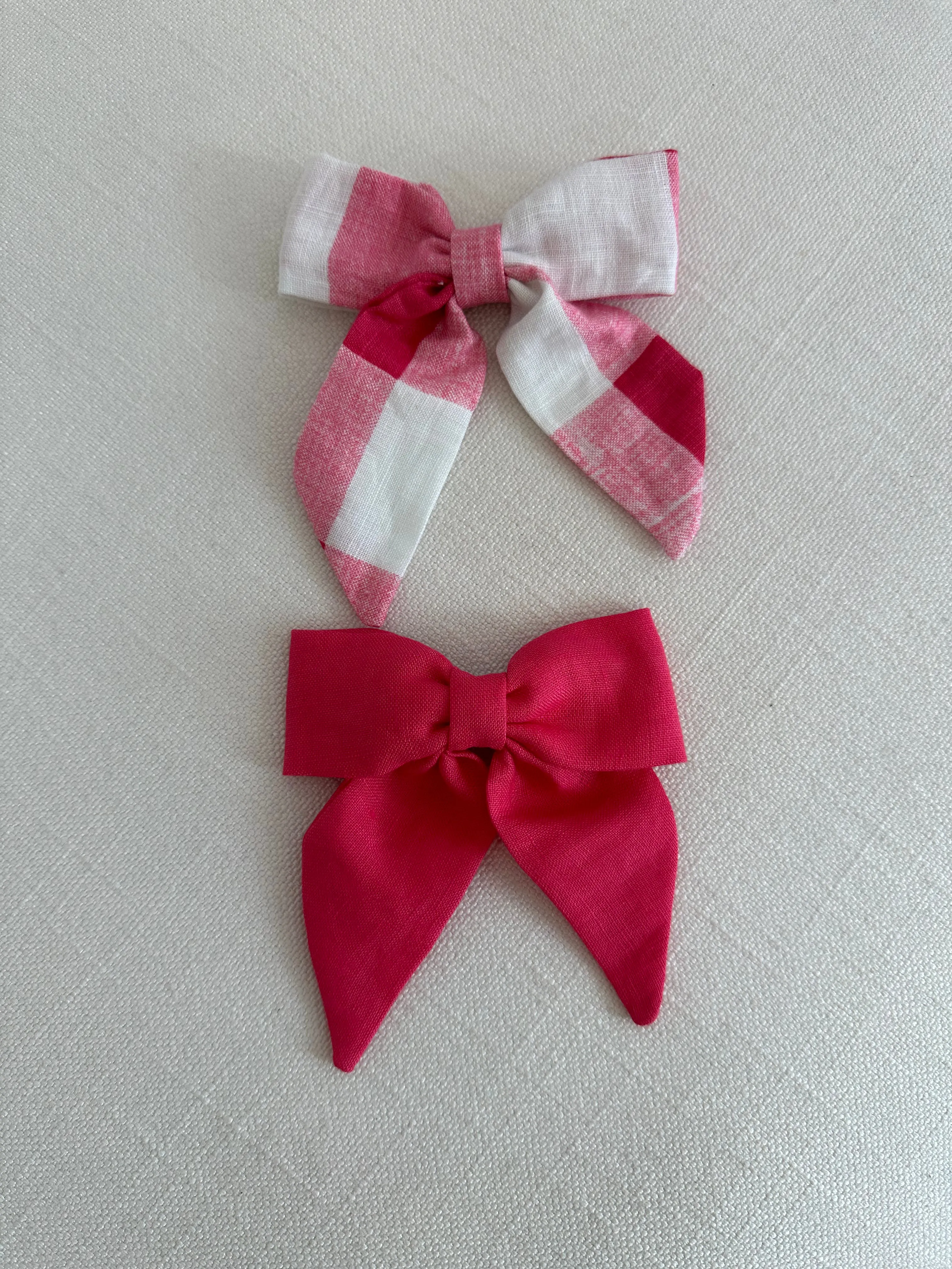 Girls Linen Bow Hair Clip - Large