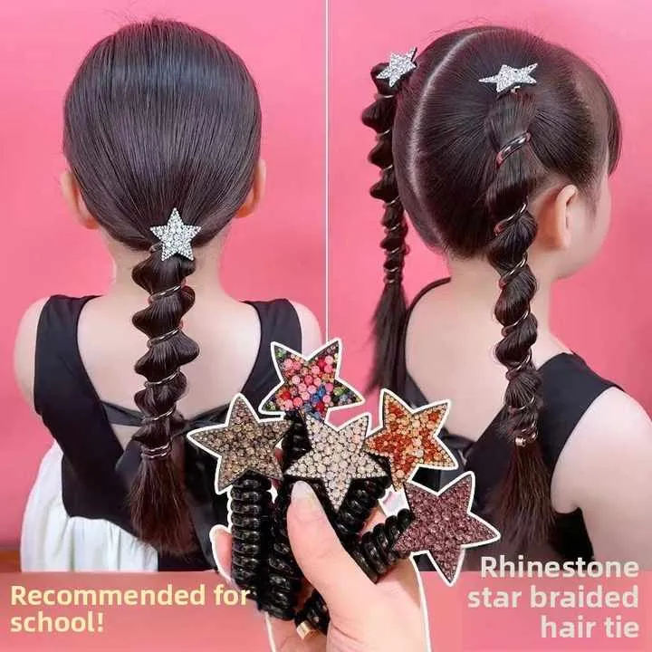 High Elasticity Five-Pointed Star Girls Hair-ربطات شعر عالية