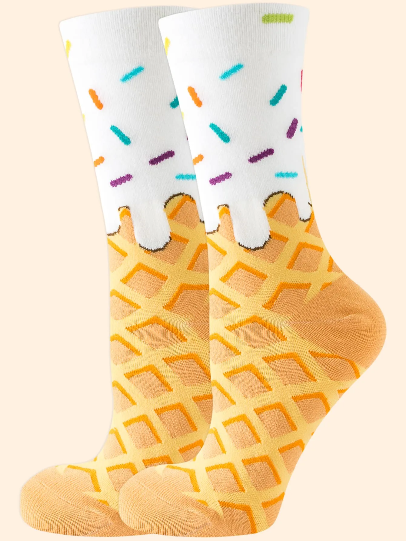 Ice Cream Crew Socks, Waffle Cone Socks, Funny Socks for Women, Novelty Socks, Funky Socks, Gift for Her