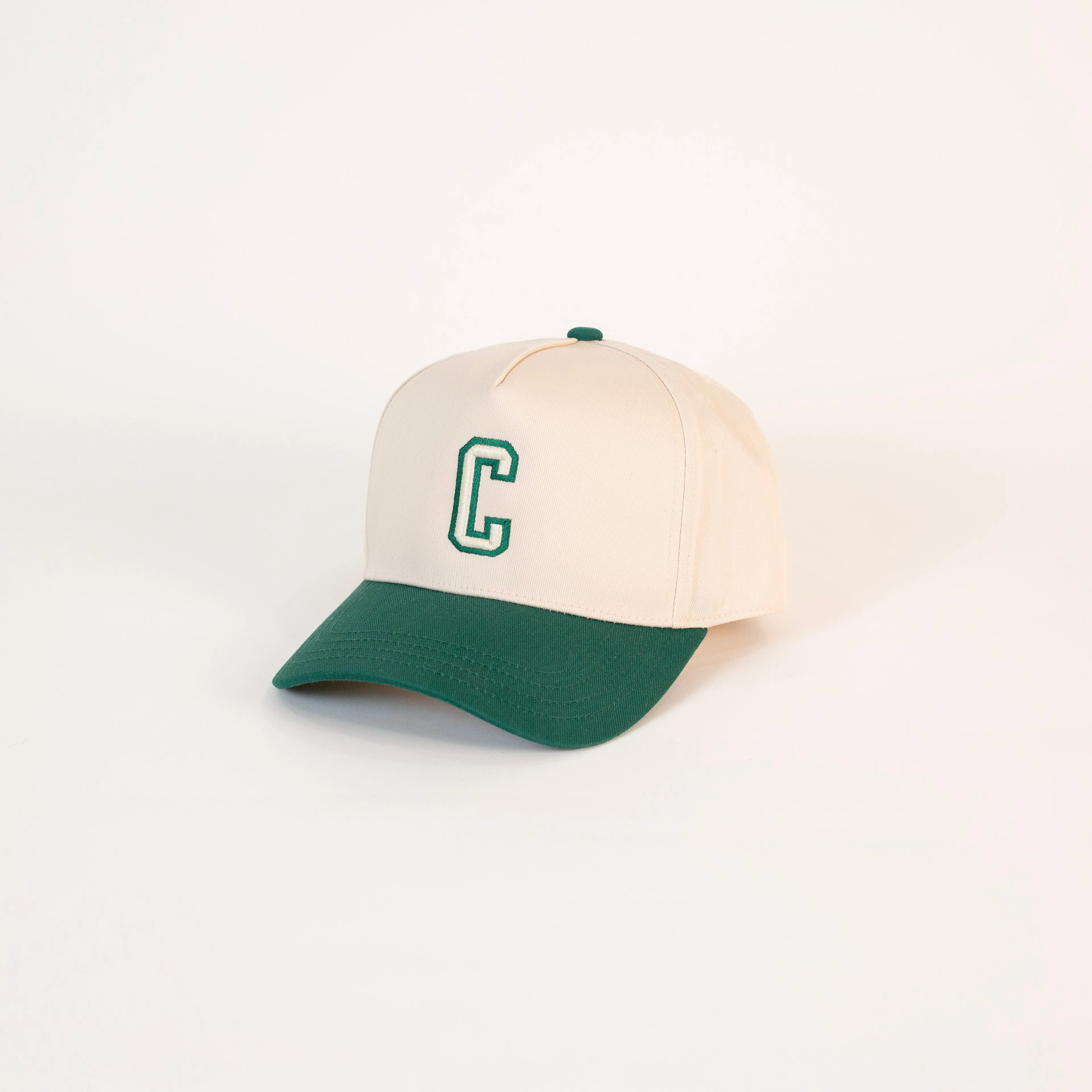 Letter Two-Tone Hat (Natural   Dark Green)