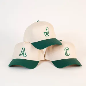 Letter Two-Tone Hat (Natural   Dark Green)