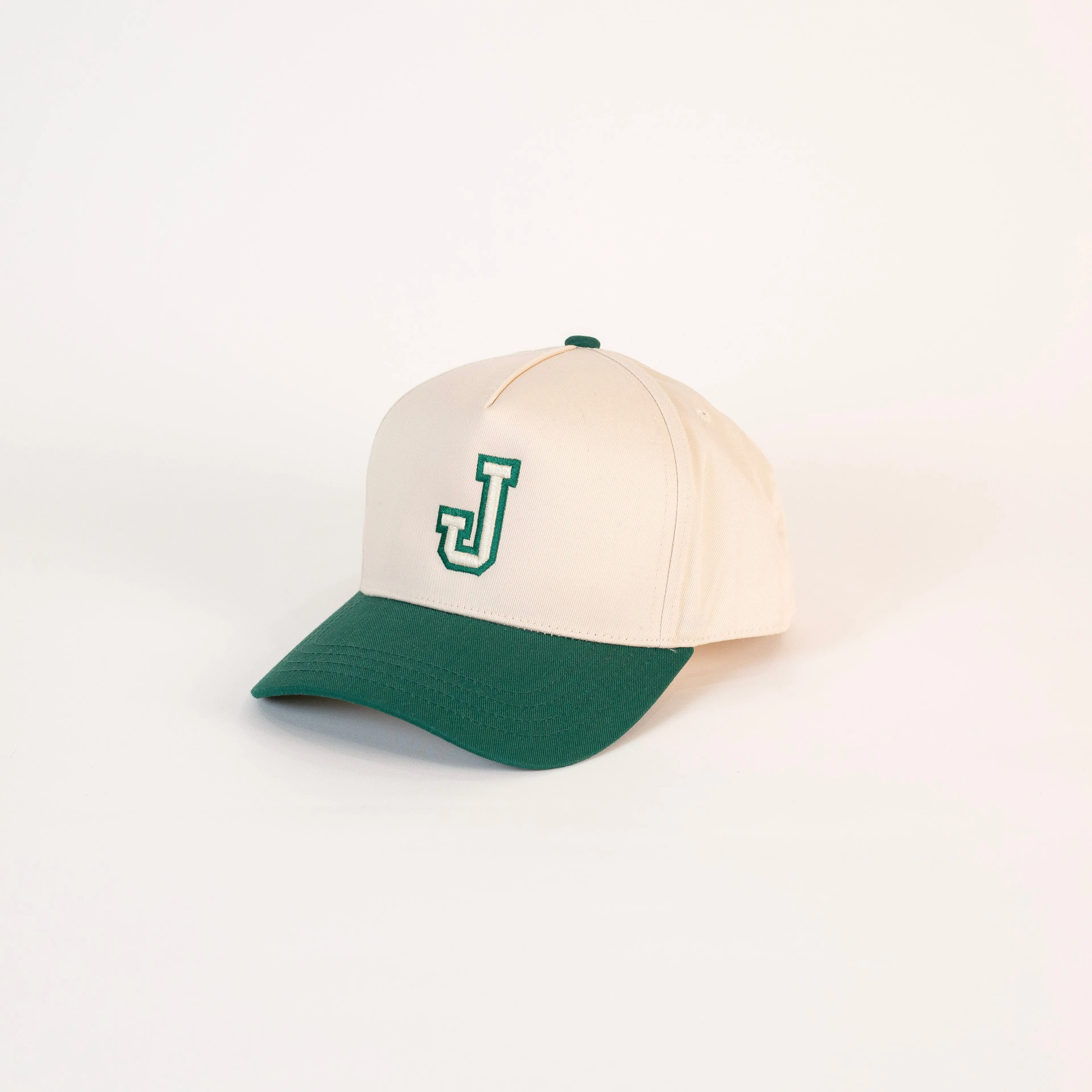 Letter Two-Tone Hat (Natural   Dark Green)