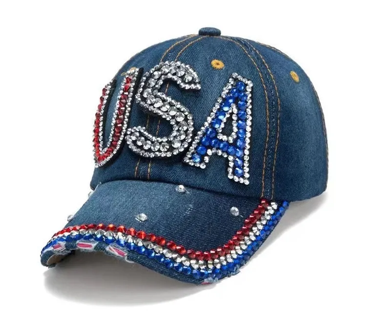 MAGA Make America Great Again Trump Cap Bling Diamond Hat