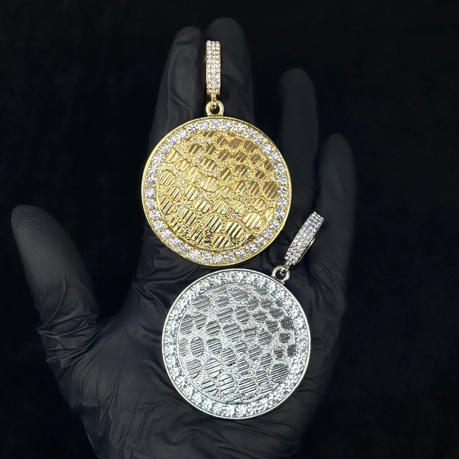 Men's Iced-Out Large Medallion Pendant with 5mm Rope Chain  Luxury Hip-Hop Necklace