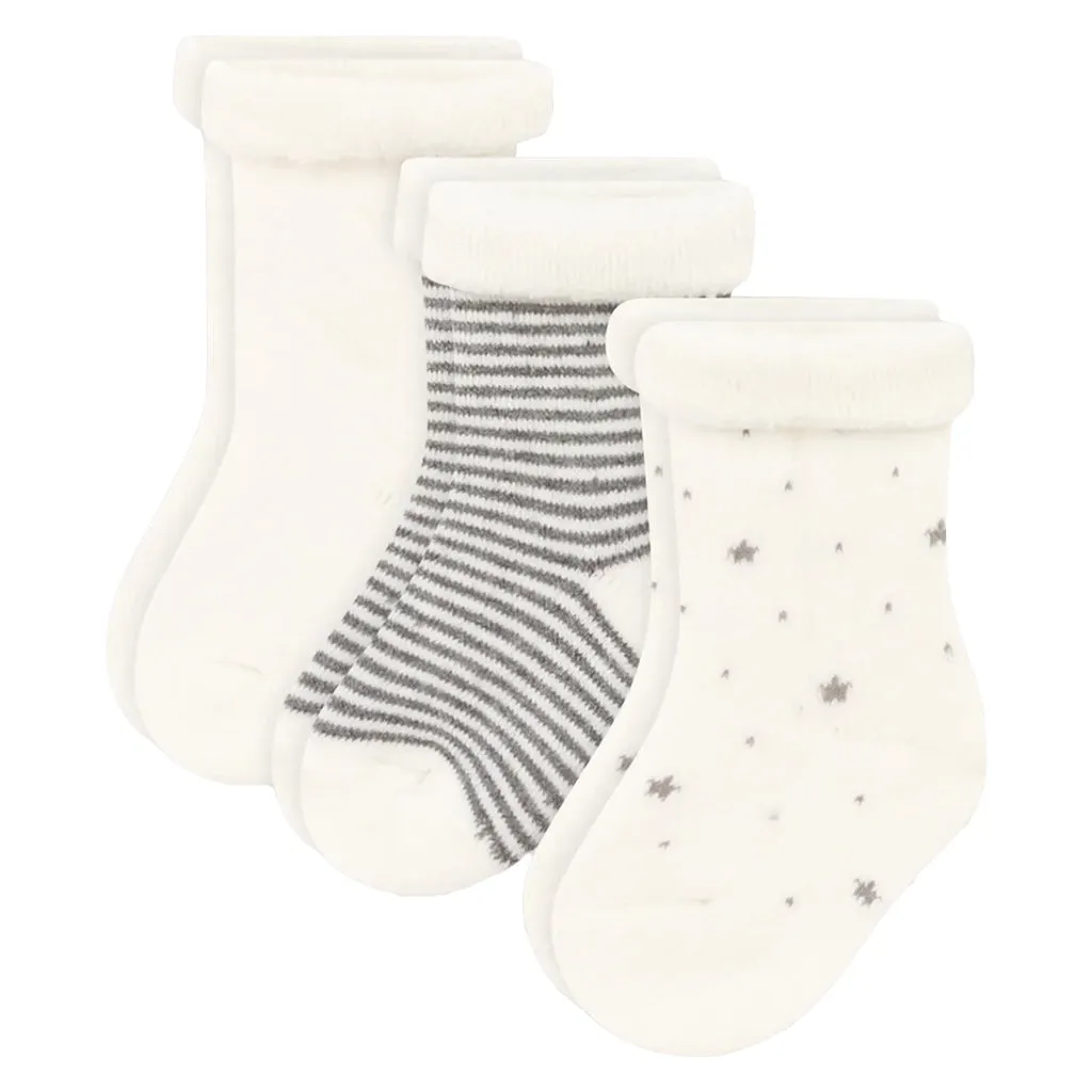 Petit Bateau Baby Set Of 3 Socks Grey And White