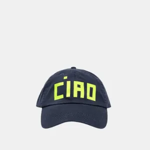 "Ciao" Baseball Hat (Navy   Printed Neon Yellow)