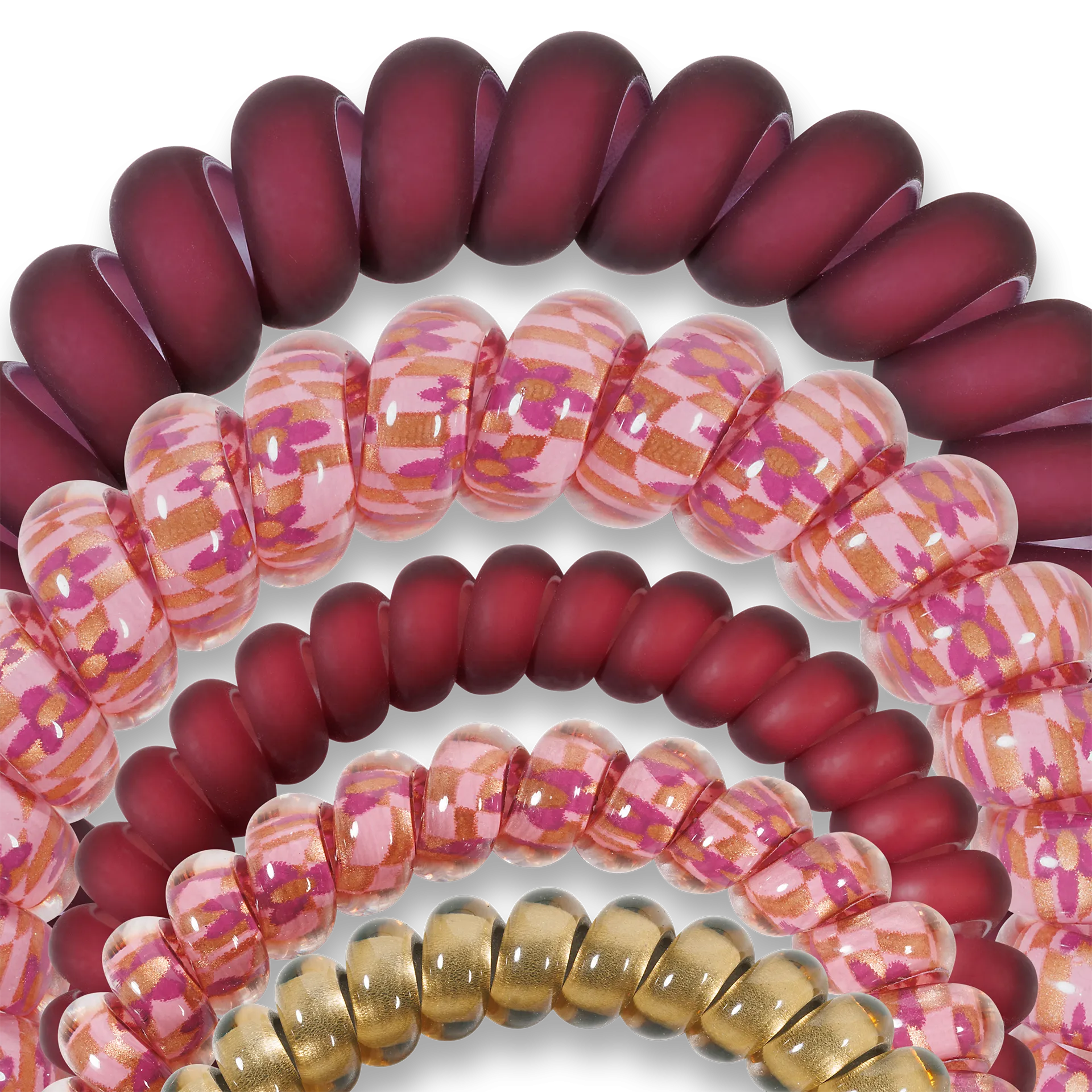 Spiral Hair Coils | Mixed Pack | Burgundy Bliss Hair Ties